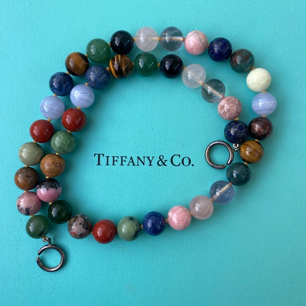 Tiffany & Co. ~ Multi GEMSTONE Gems Bead Sterling Silver necklace PALOMA PICASSO